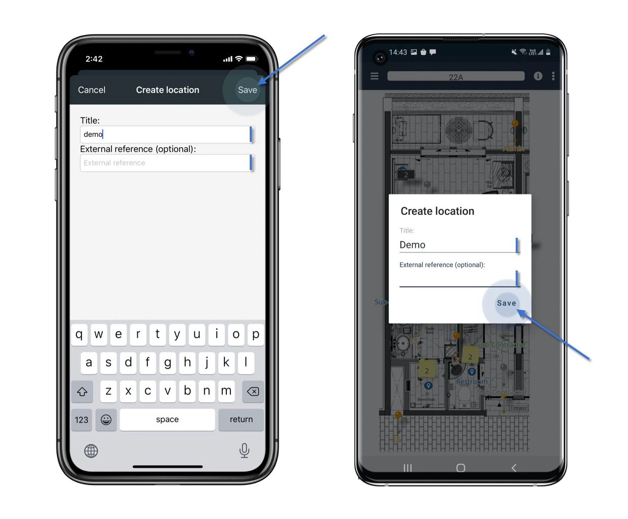 Location pin on the drawing