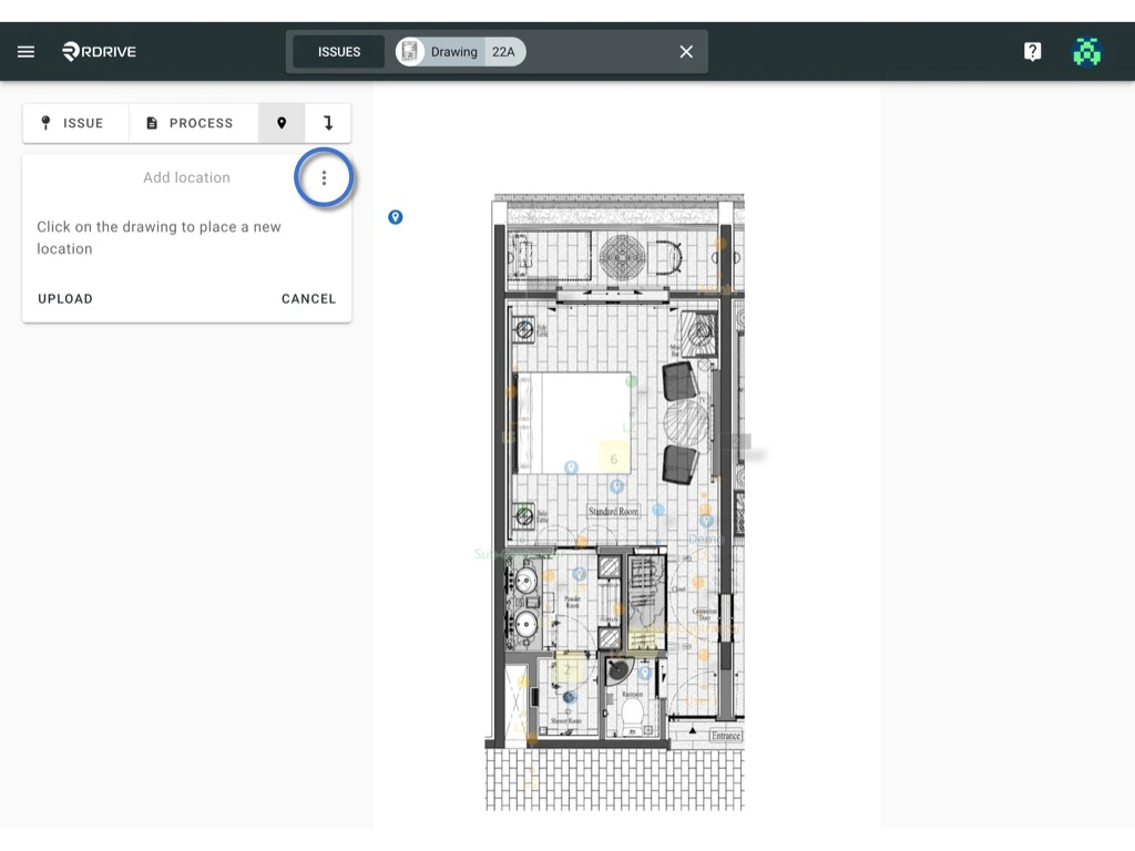 Location pin on the drawing