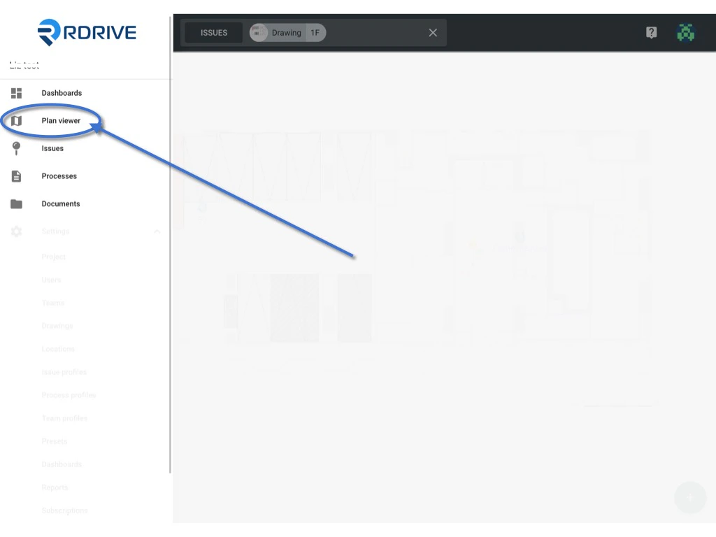 Location pin on the drawing