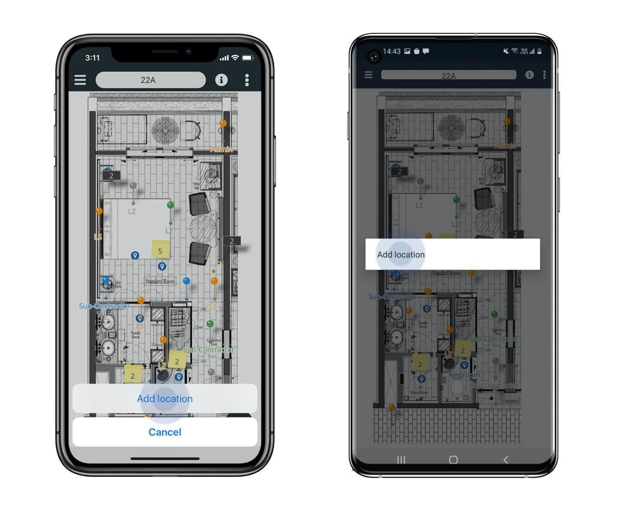 Location pin on the drawing