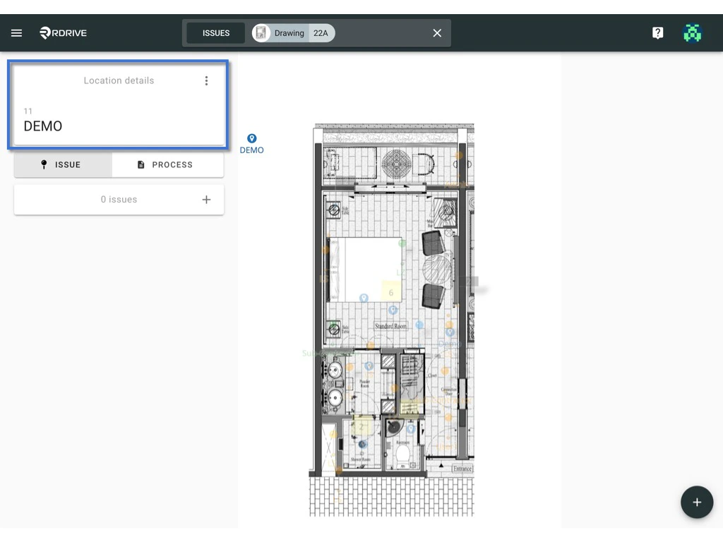 Location pin on the drawing
