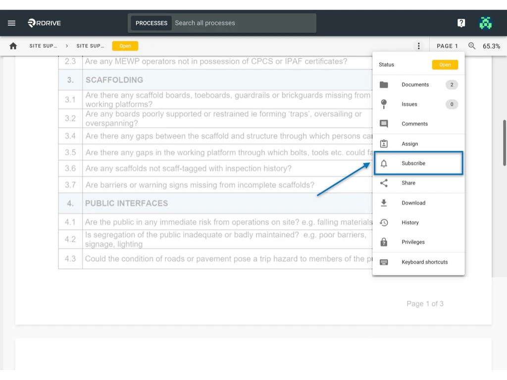 How do I Subscribe others to a Process/Checklist Form?