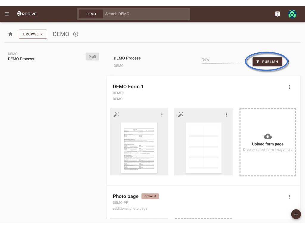 Create a process template with form