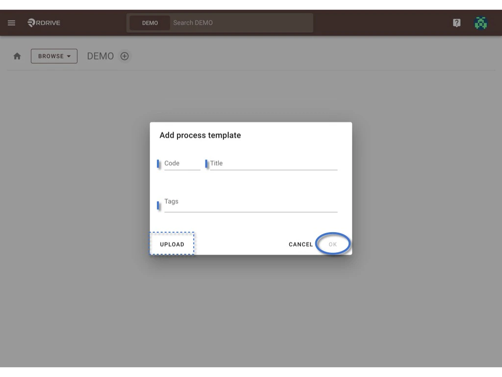Create a process template with form