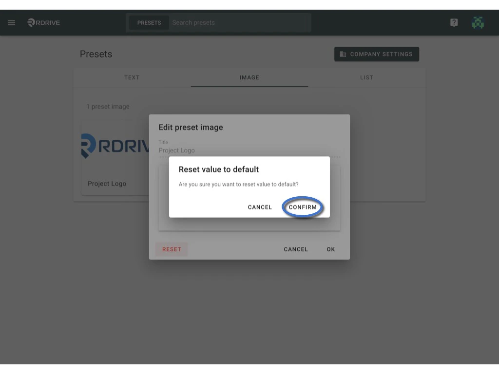 How to edit a preset image?
