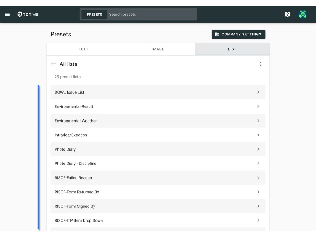 How to edit the items of a preset list?