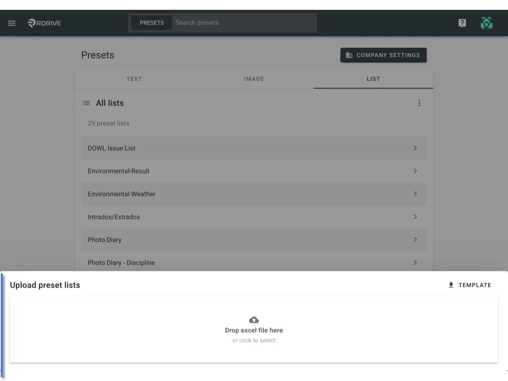 How to edit the items of a preset list?