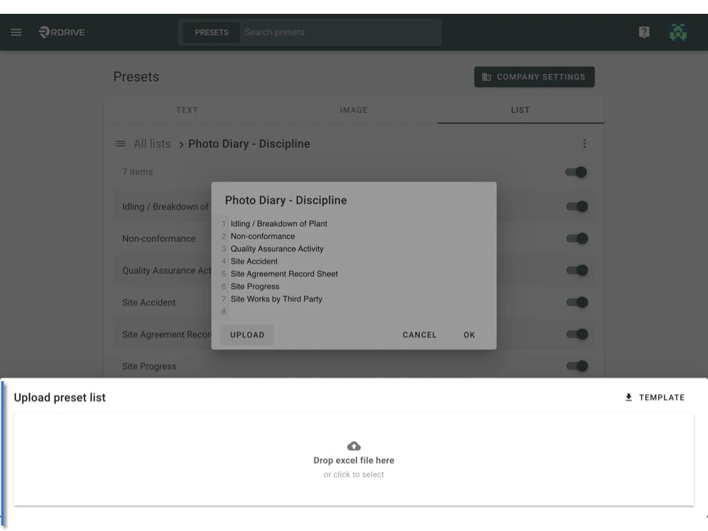 How to edit the items of a preset list?