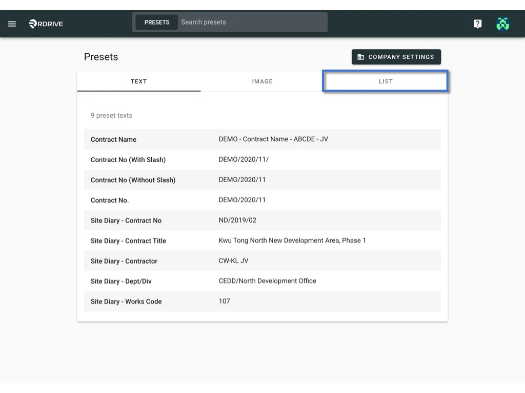 How to edit the items of a preset list?