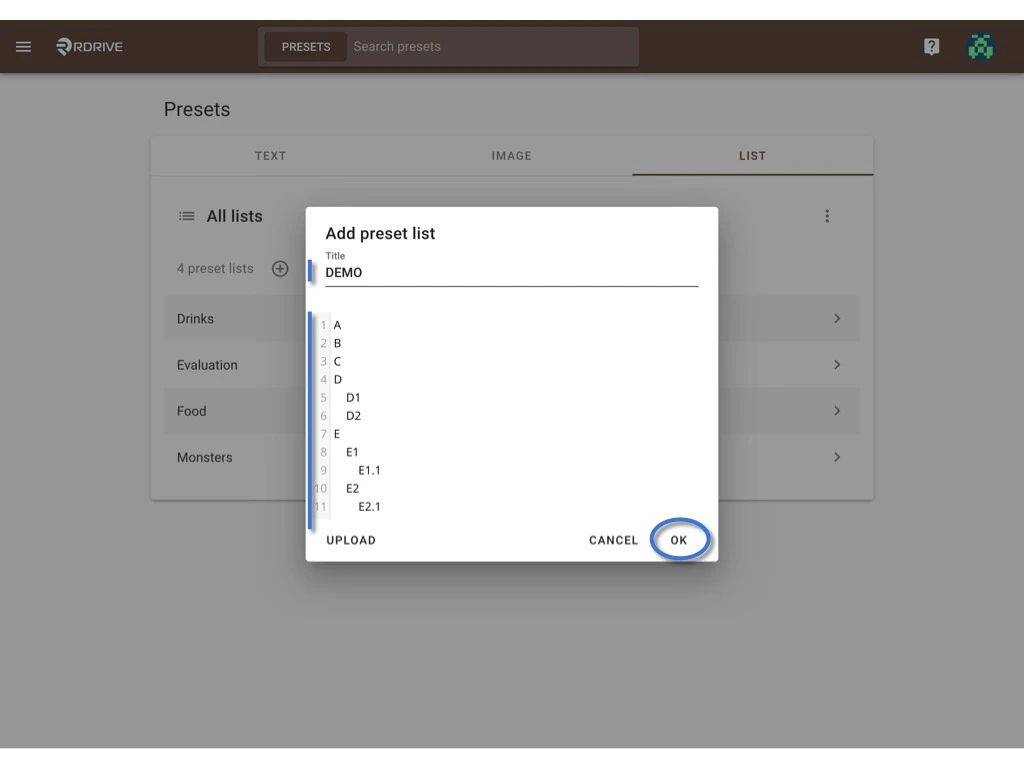 How to set up / edit preset lists? (Company level)