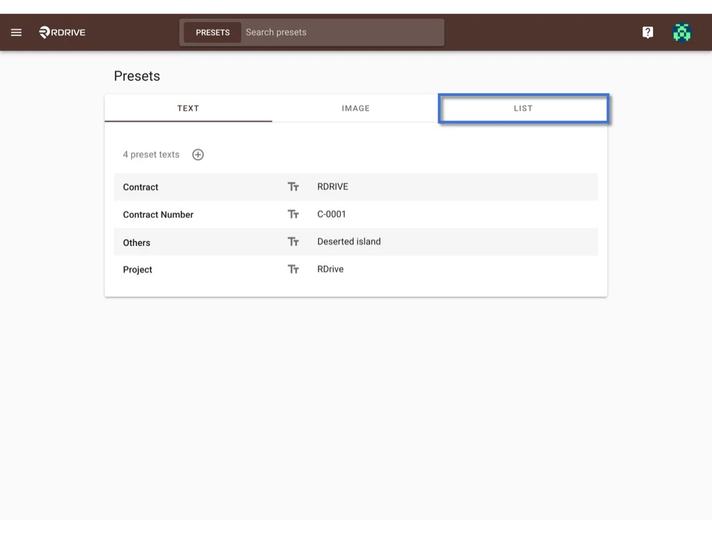 How to set up / edit preset lists? (Company level)