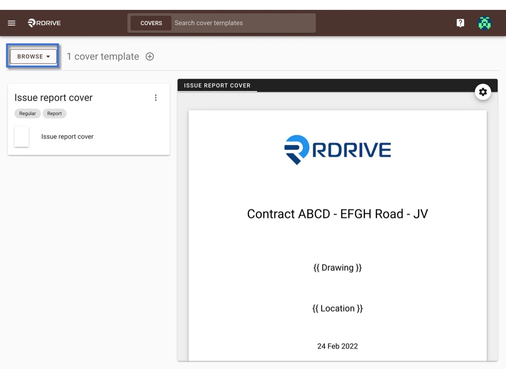 Manage the cover templates