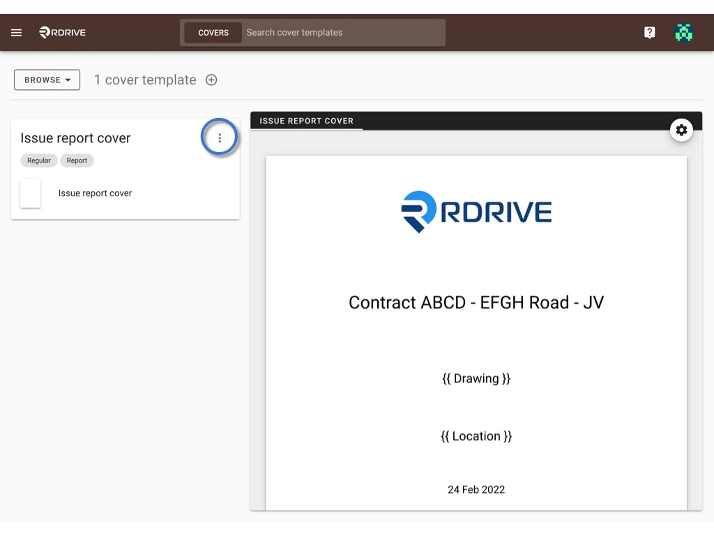 Manage the cover templates