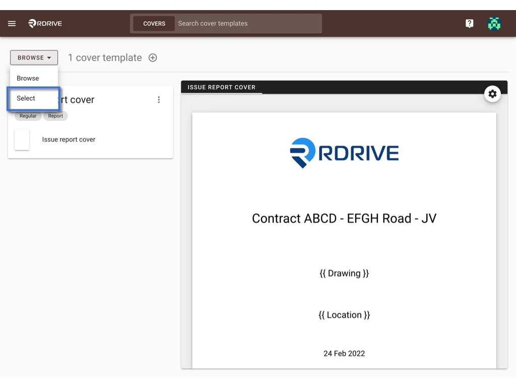 Manage the cover templates