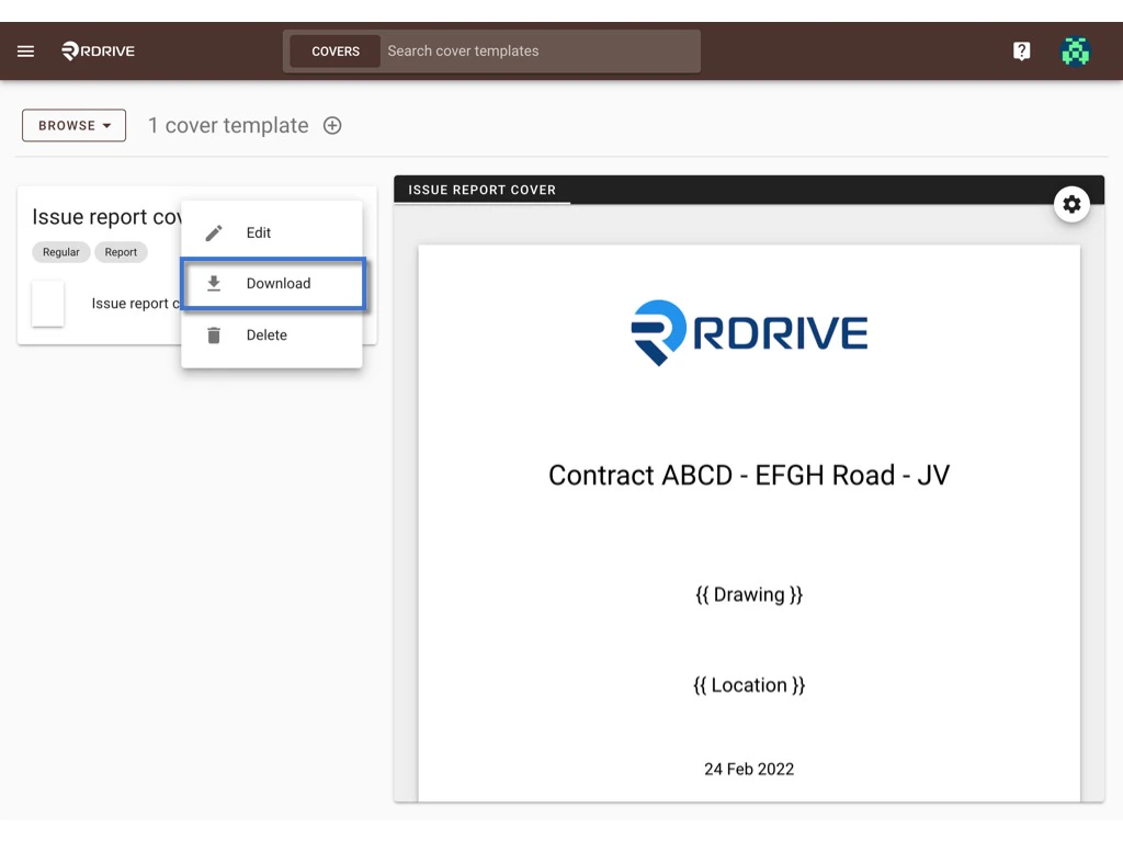 Manage the cover templates