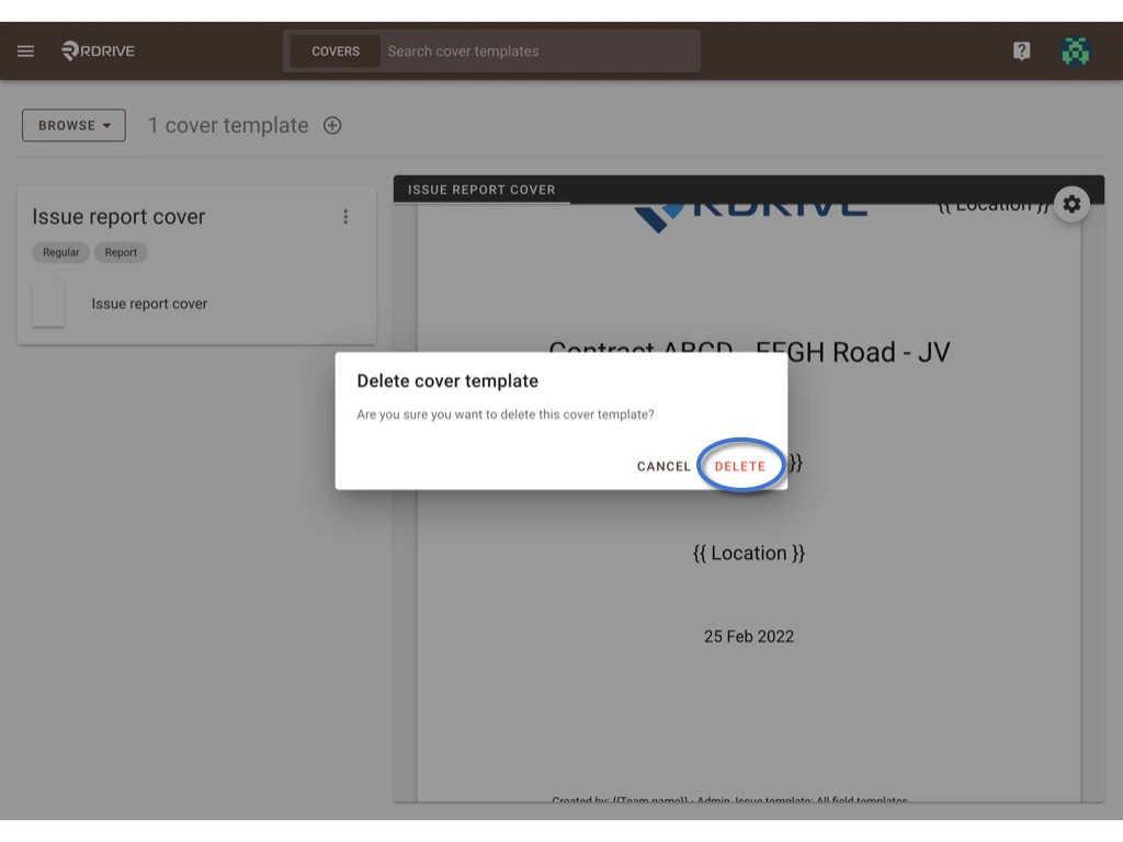 Manage the cover templates