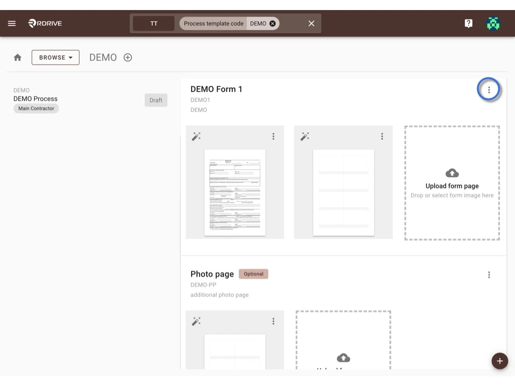 How to update the process template & form?