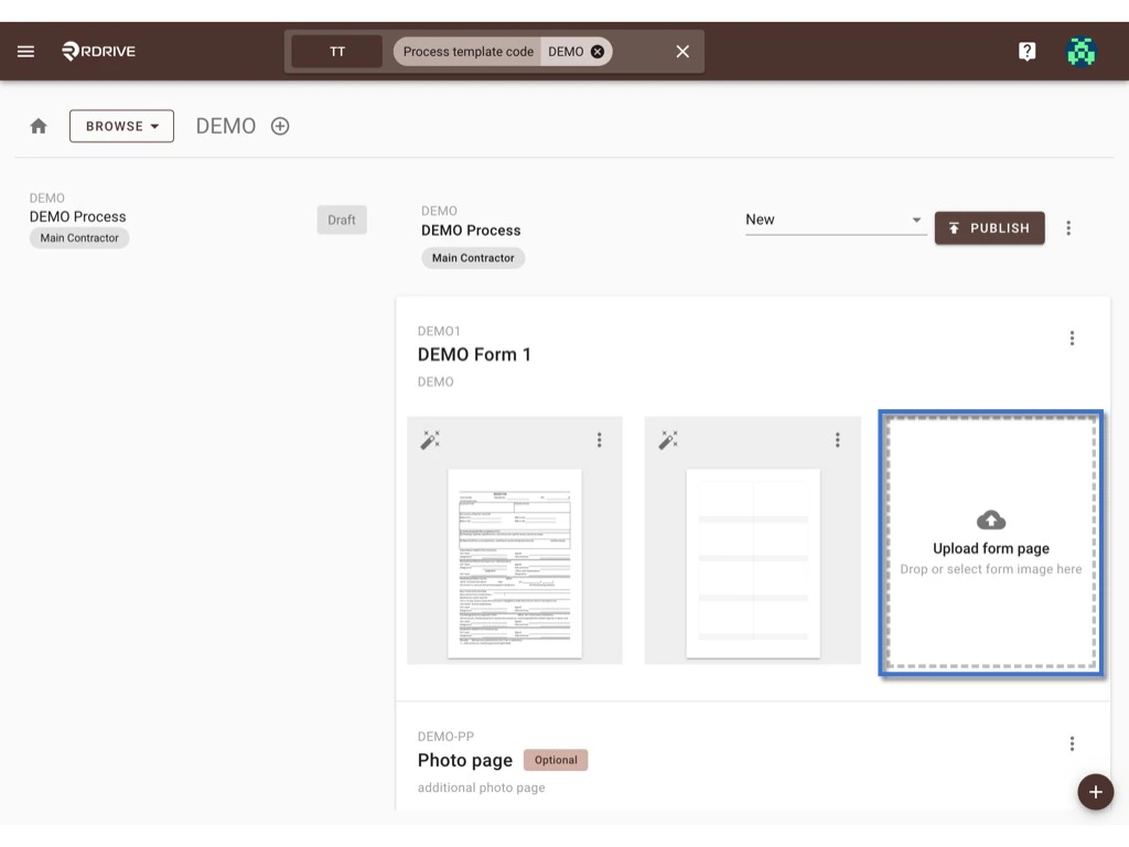 How to update the process template & form?