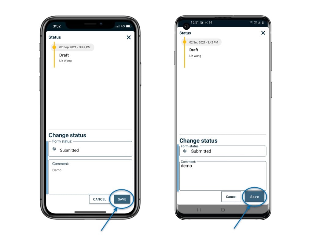 How to update the status of a form?