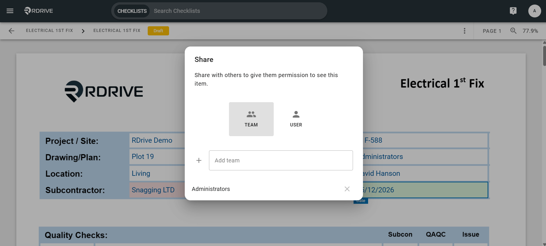 How to share a Process/Checklist with other users?