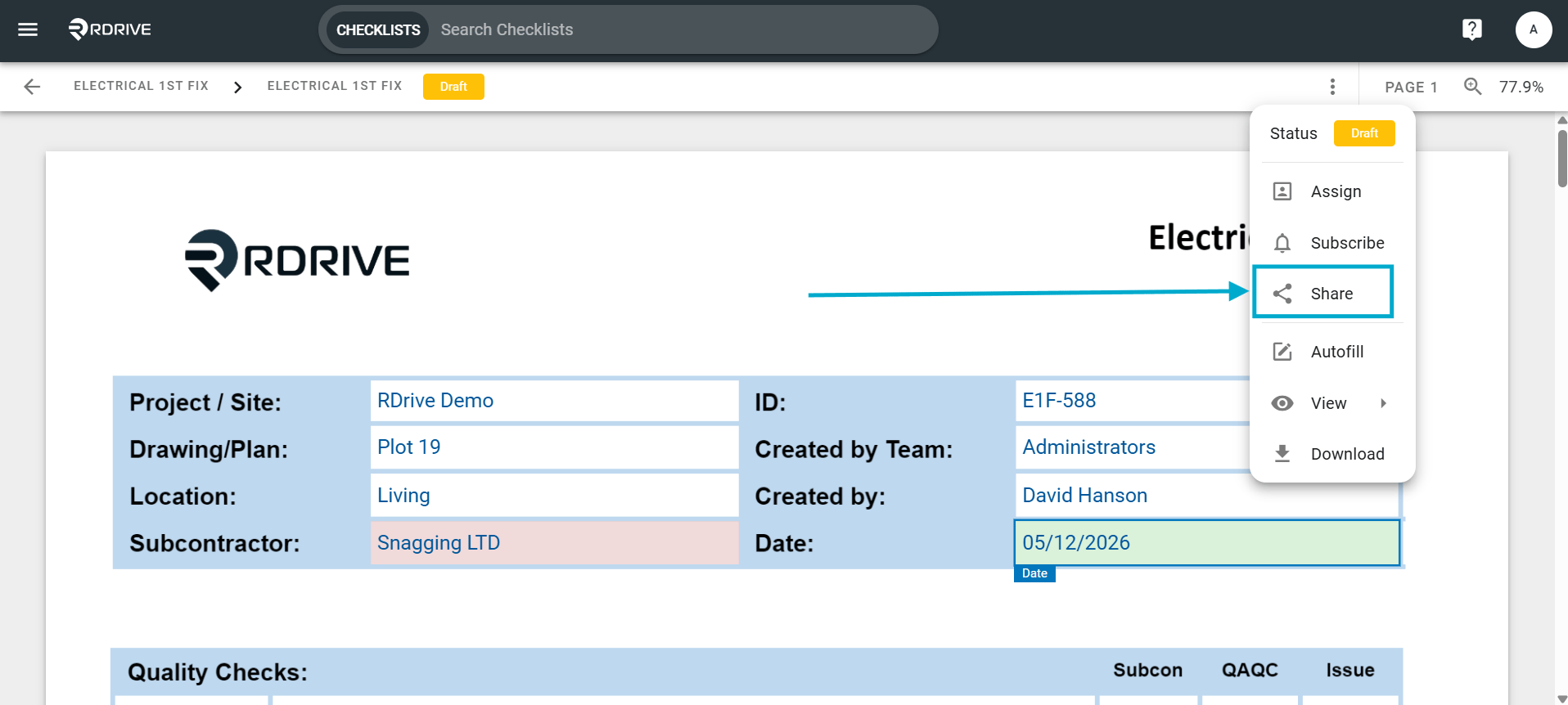 How to share a Process/Checklist with other users?