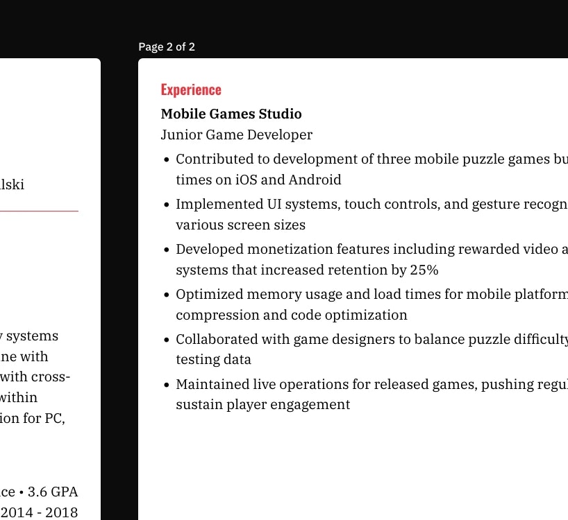 Screenshot of the item in its new location