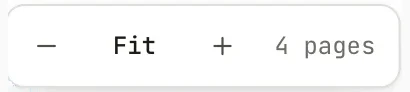 The zoom bar with a minus button, a Fit button, a plus button and the text 4 pages