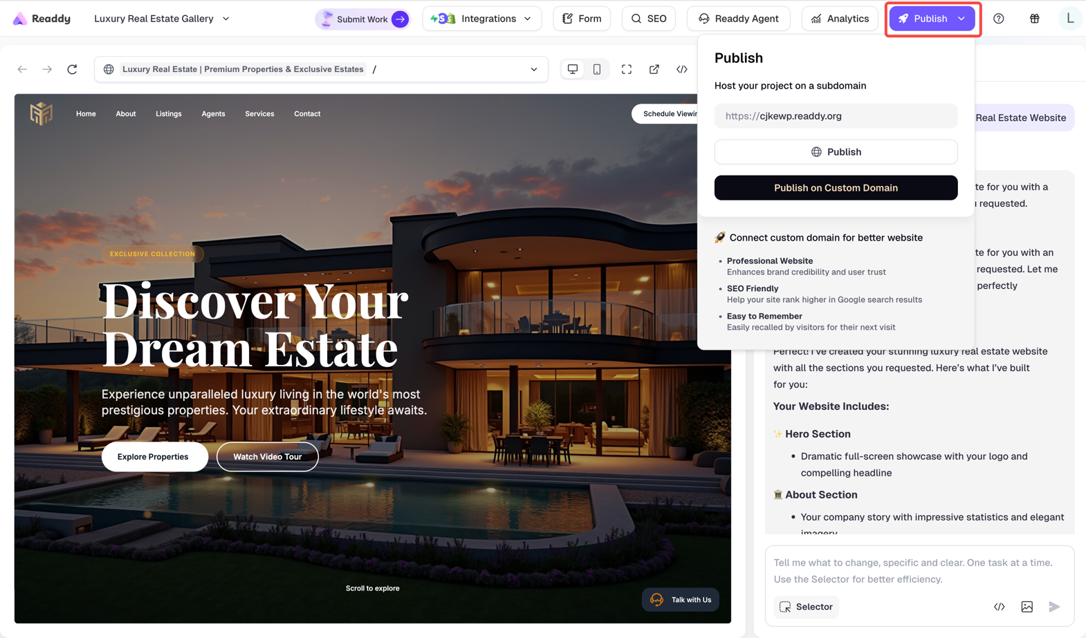 Website publish button