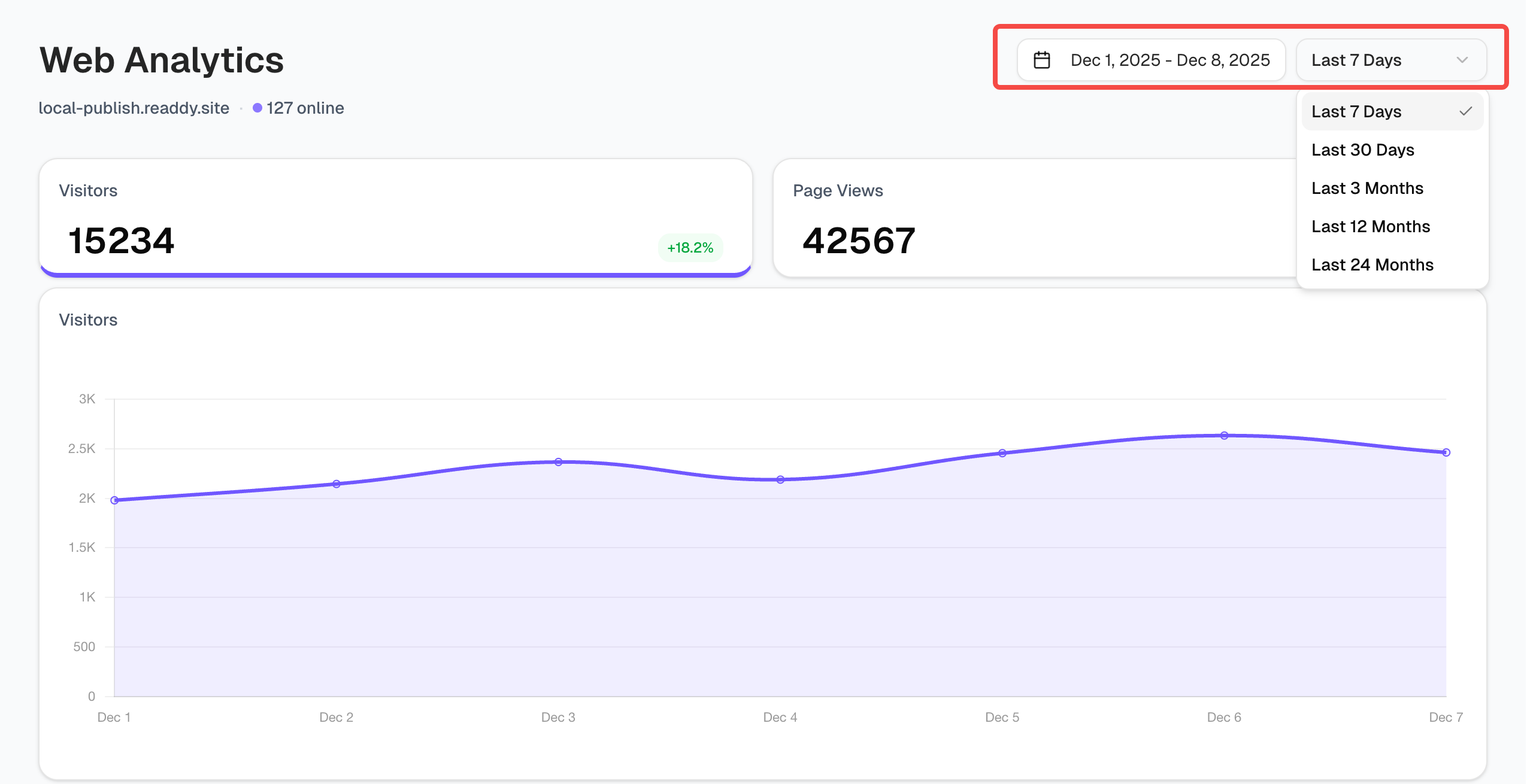 Time range selector dropdown