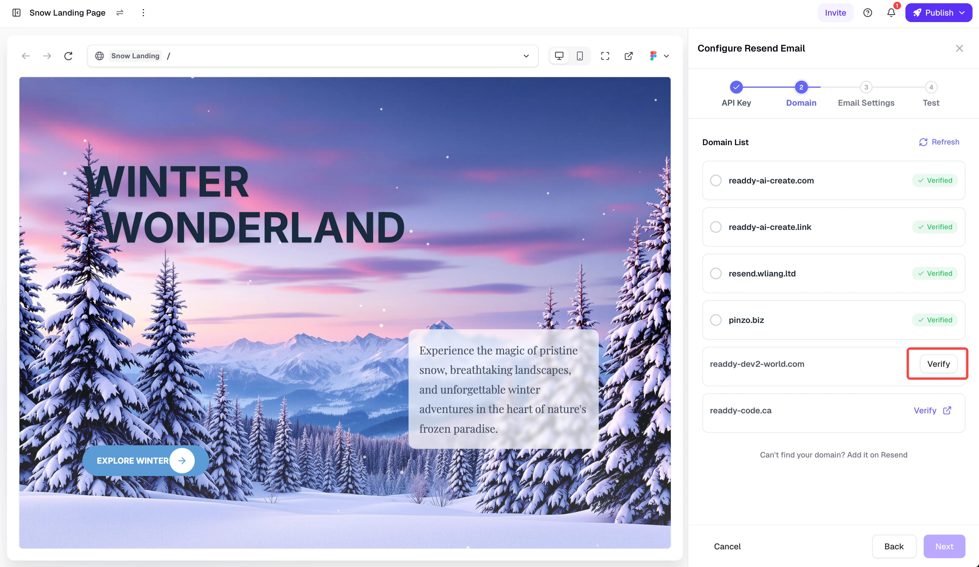 Click Verify in Readdy