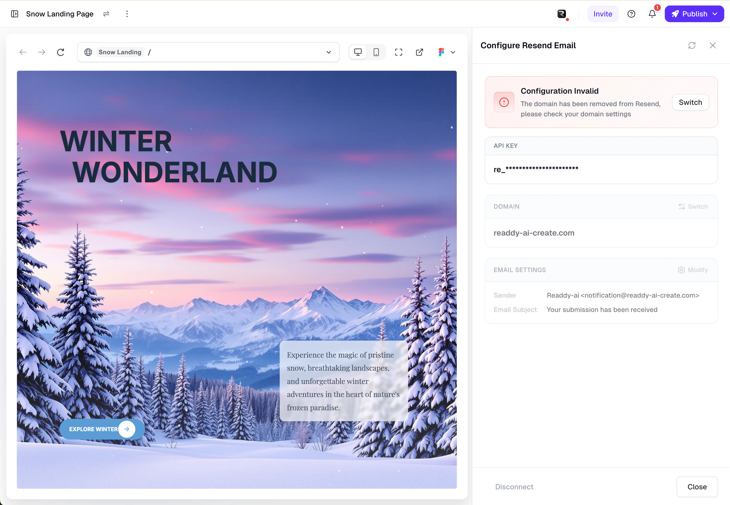 Domain Removed error state