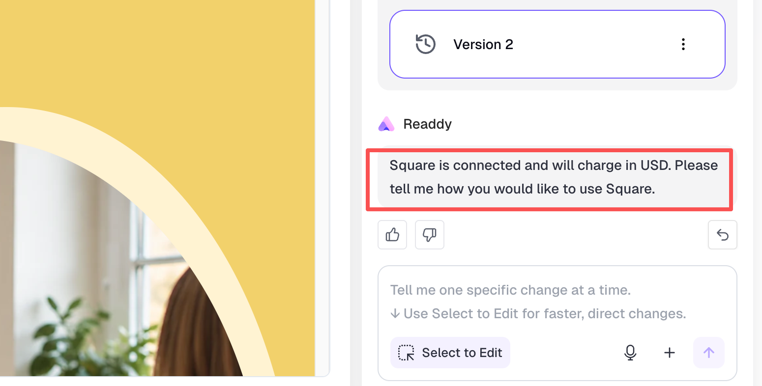 Example website with a Square checkout flow