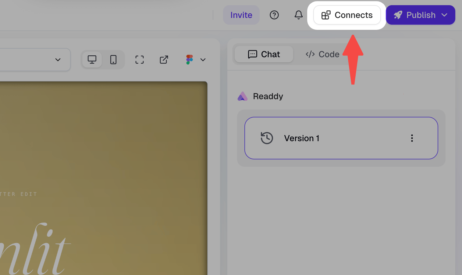 Connects button in the top navigation bar