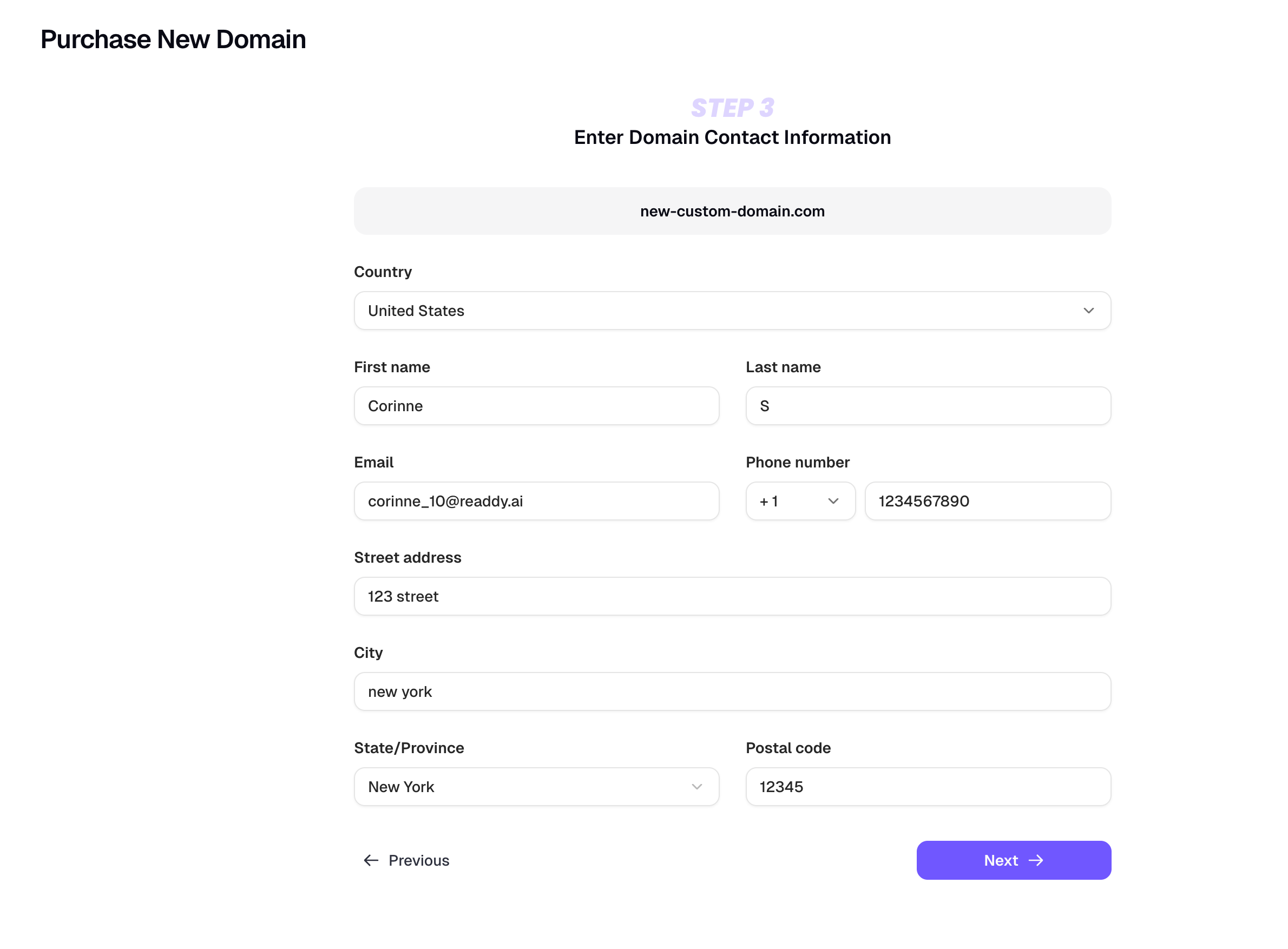 Purchase a New Domain - Readdy Docs