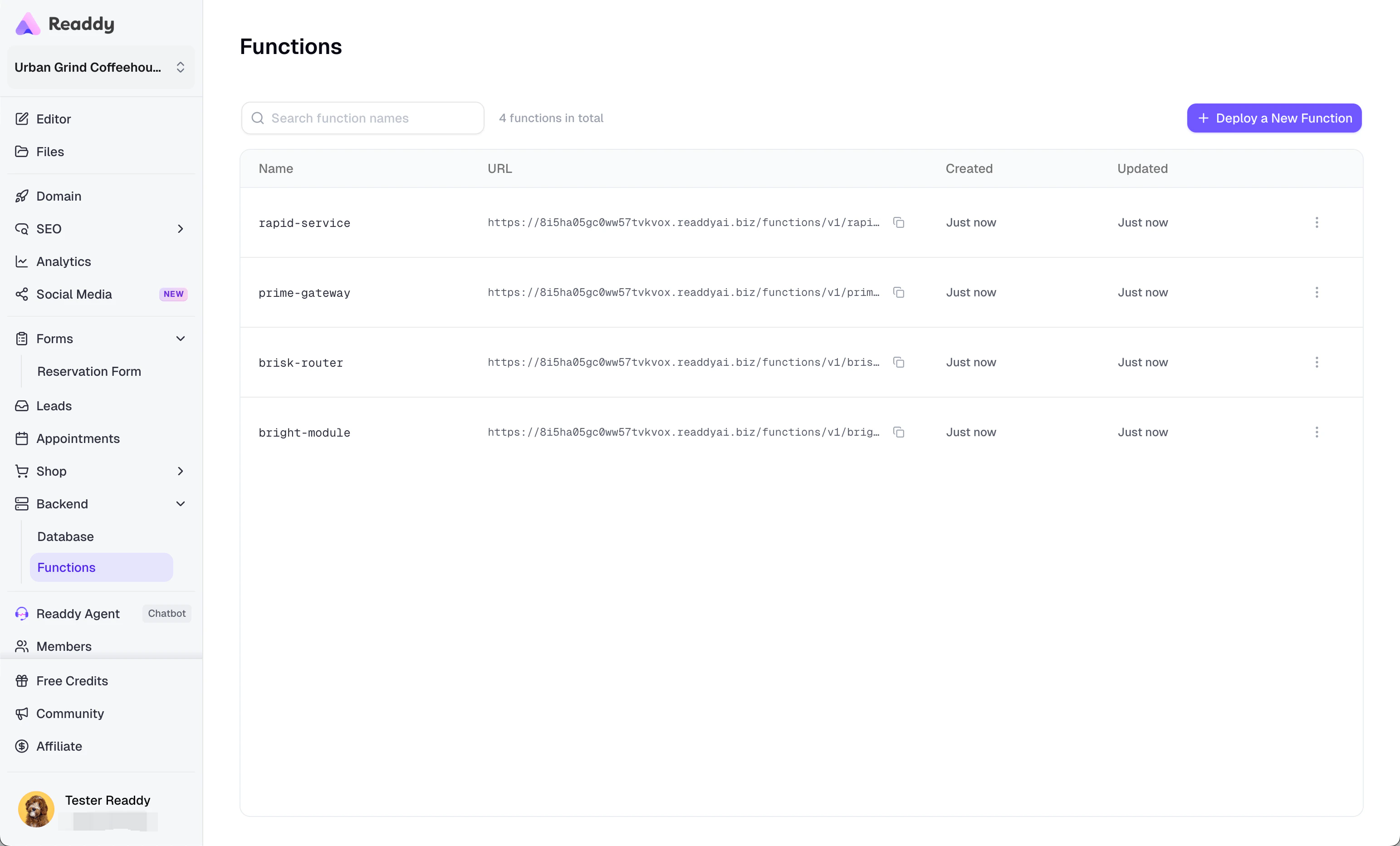 View Function list