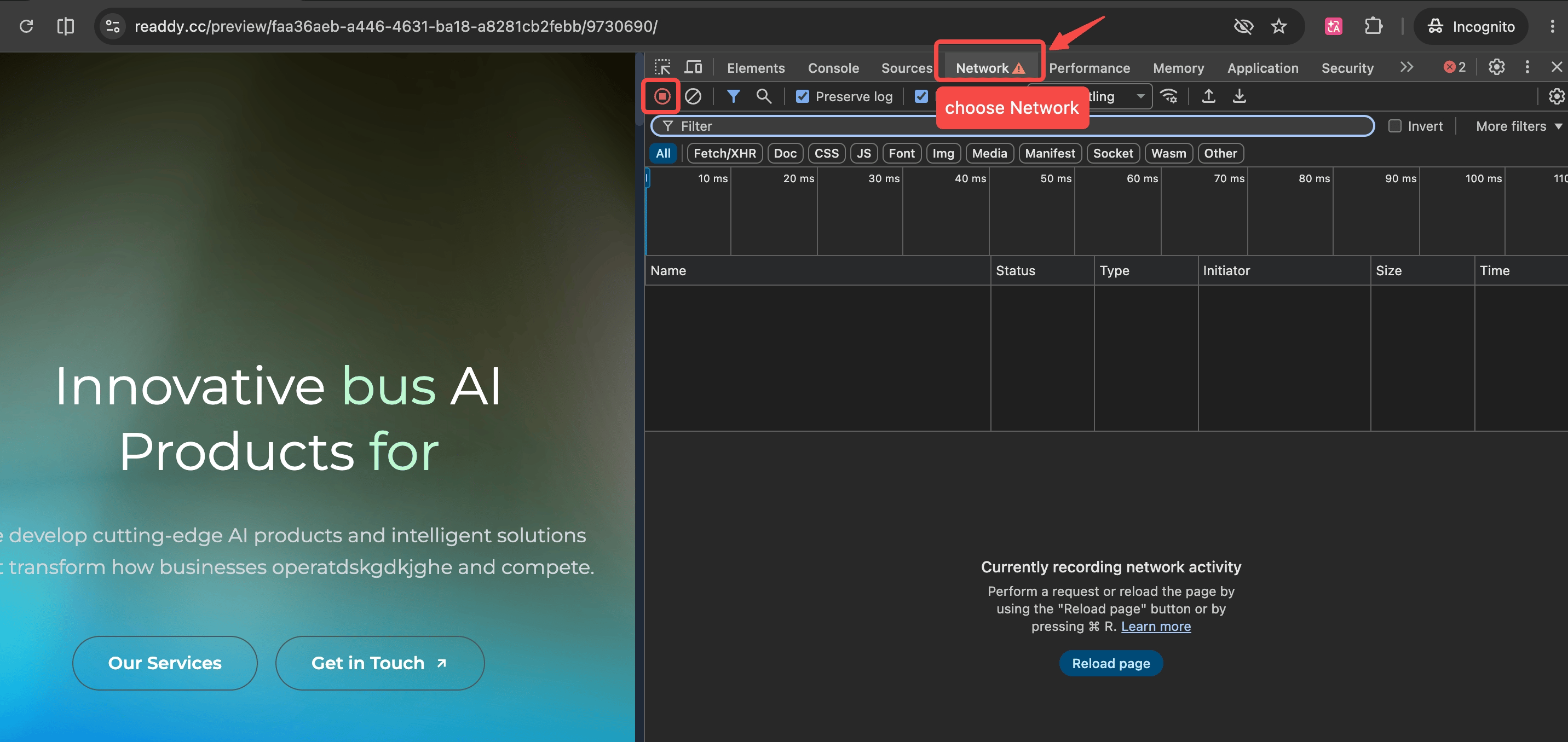 Network tab in Chrome DevTools