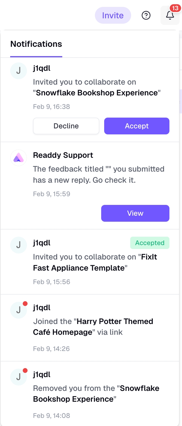 Notifications - Readdy Docs