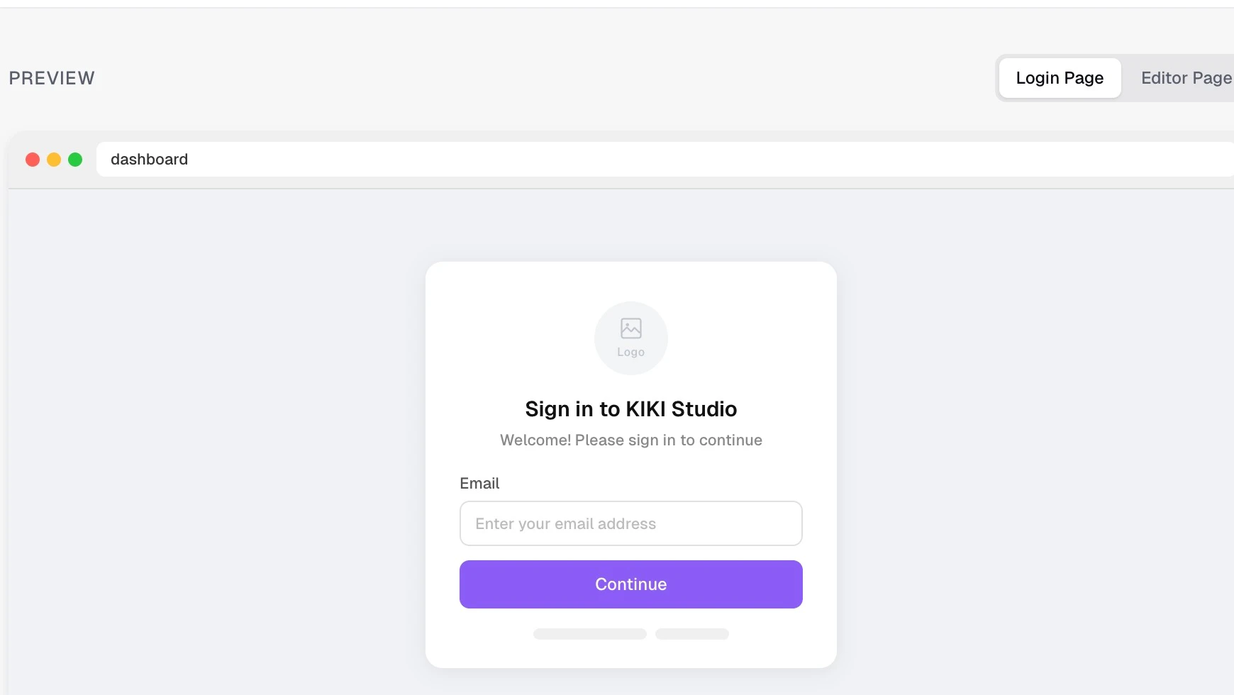 Preview area showing the branded login page inside Custom Branding