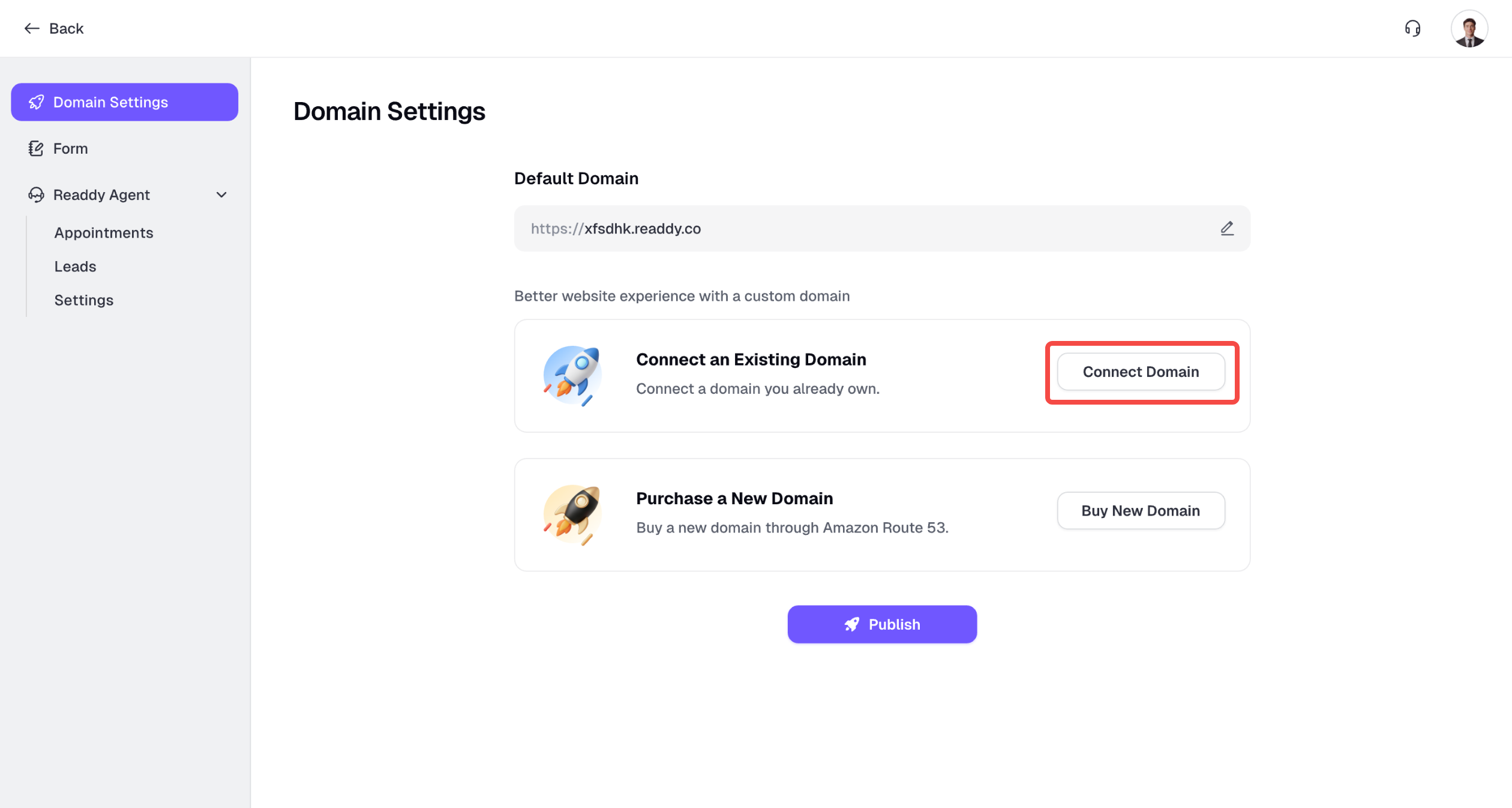 Publish - for React Project - Readdy Docs