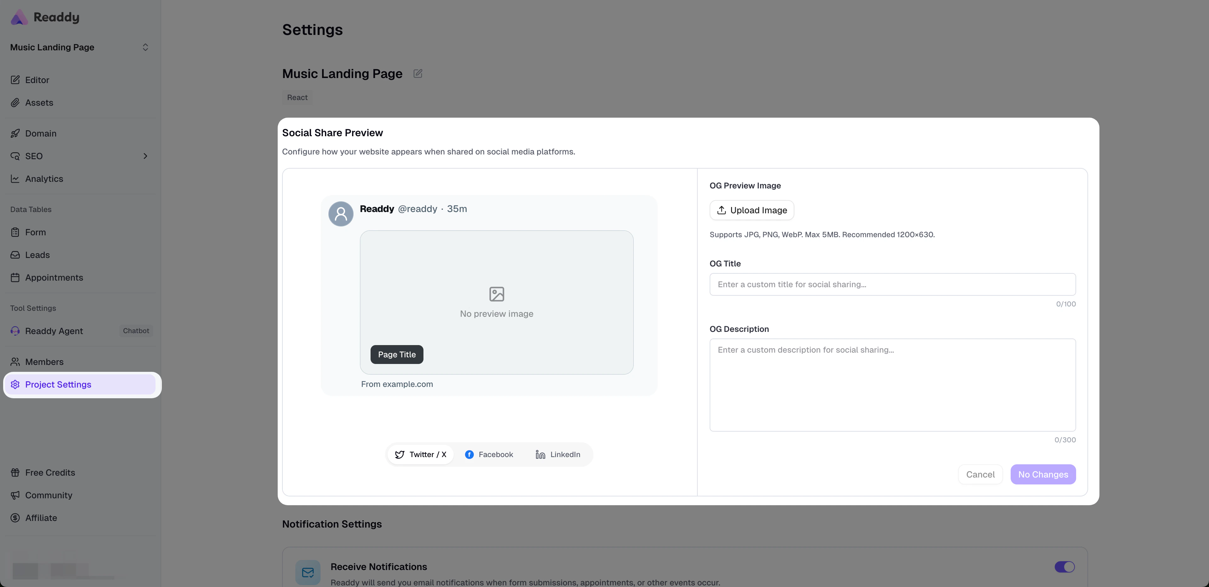 OG Preview section entry inside Project Settings