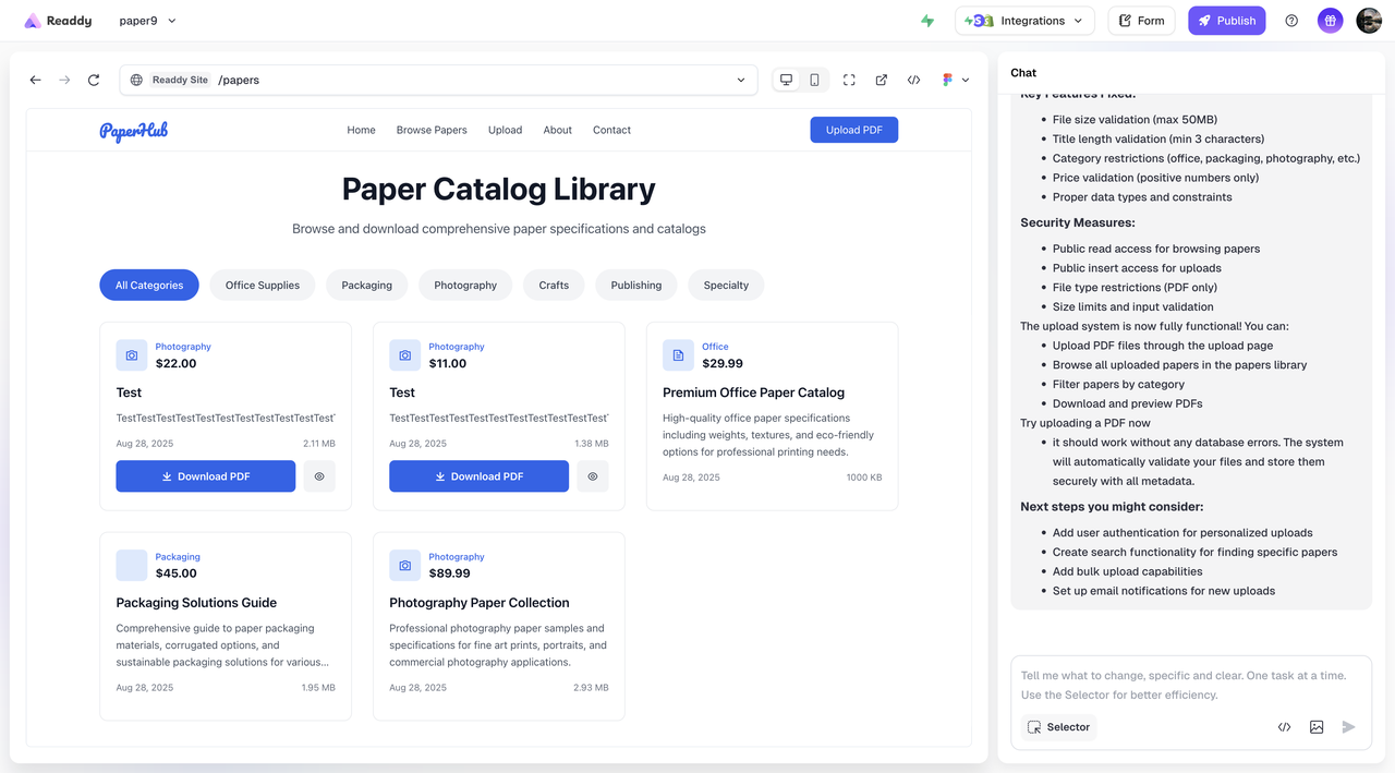 Create File Upload Function - Readdy Docs