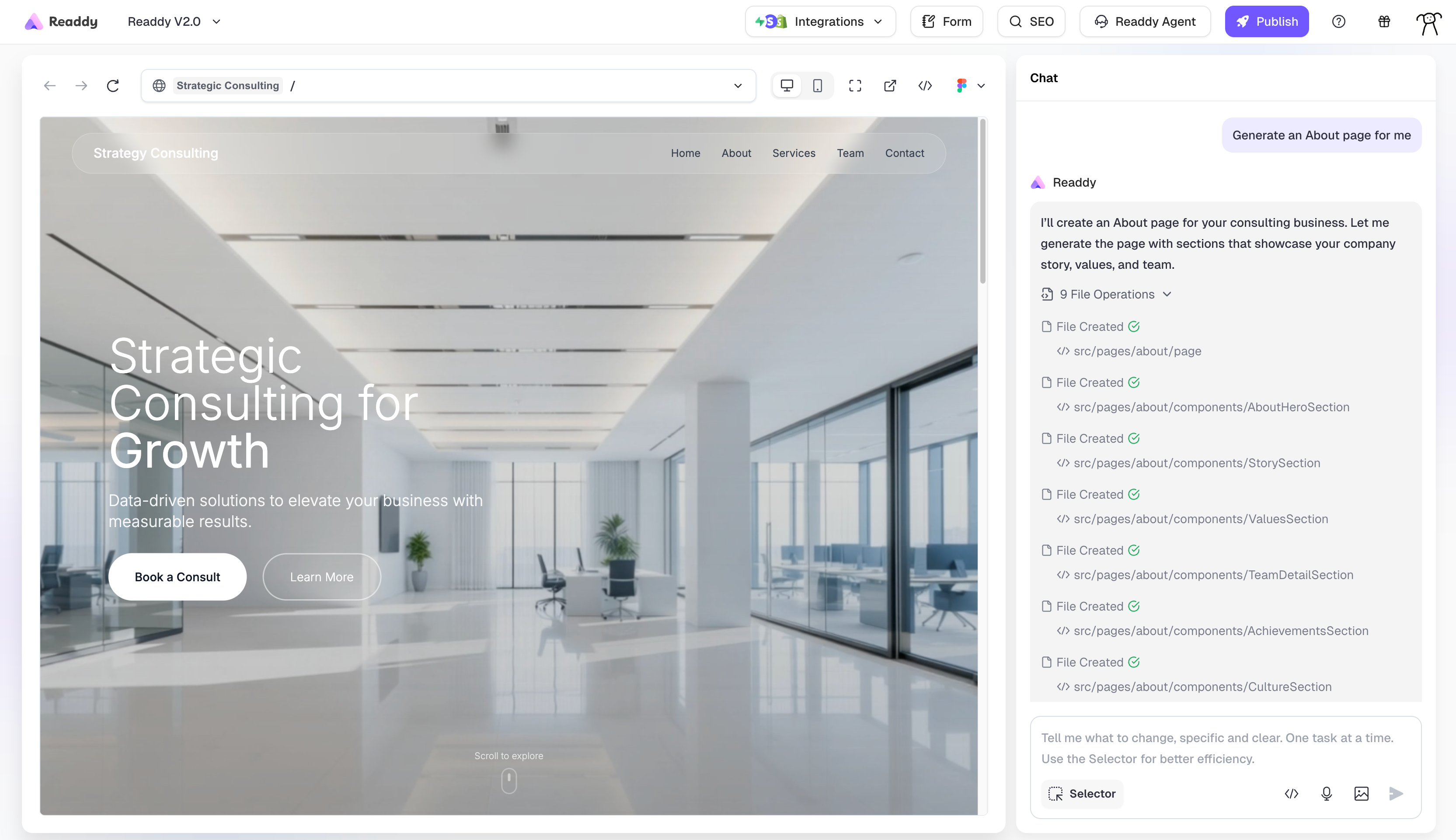 Readdy 2.0 Project Dashboard