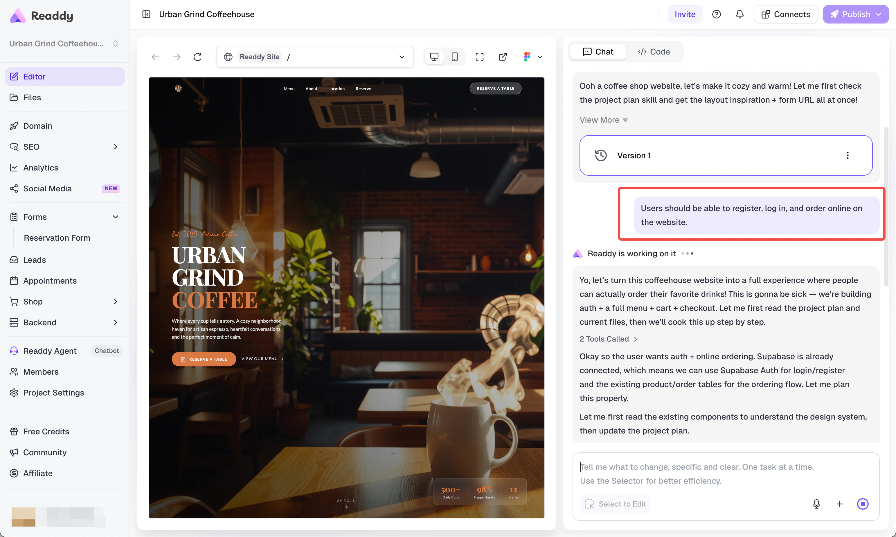 Adding backend through Chat