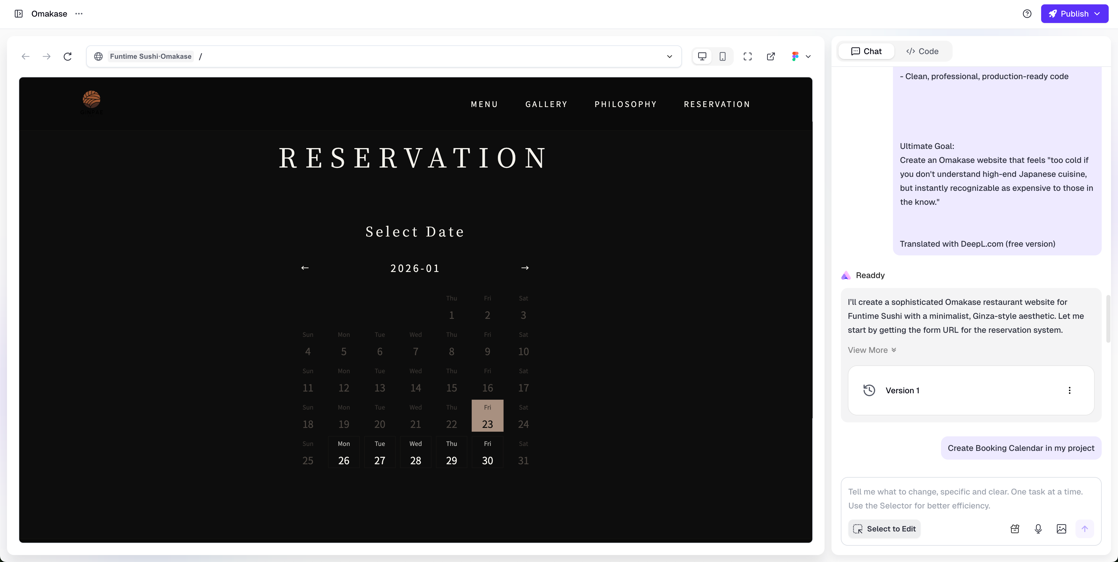 Create Booking Component