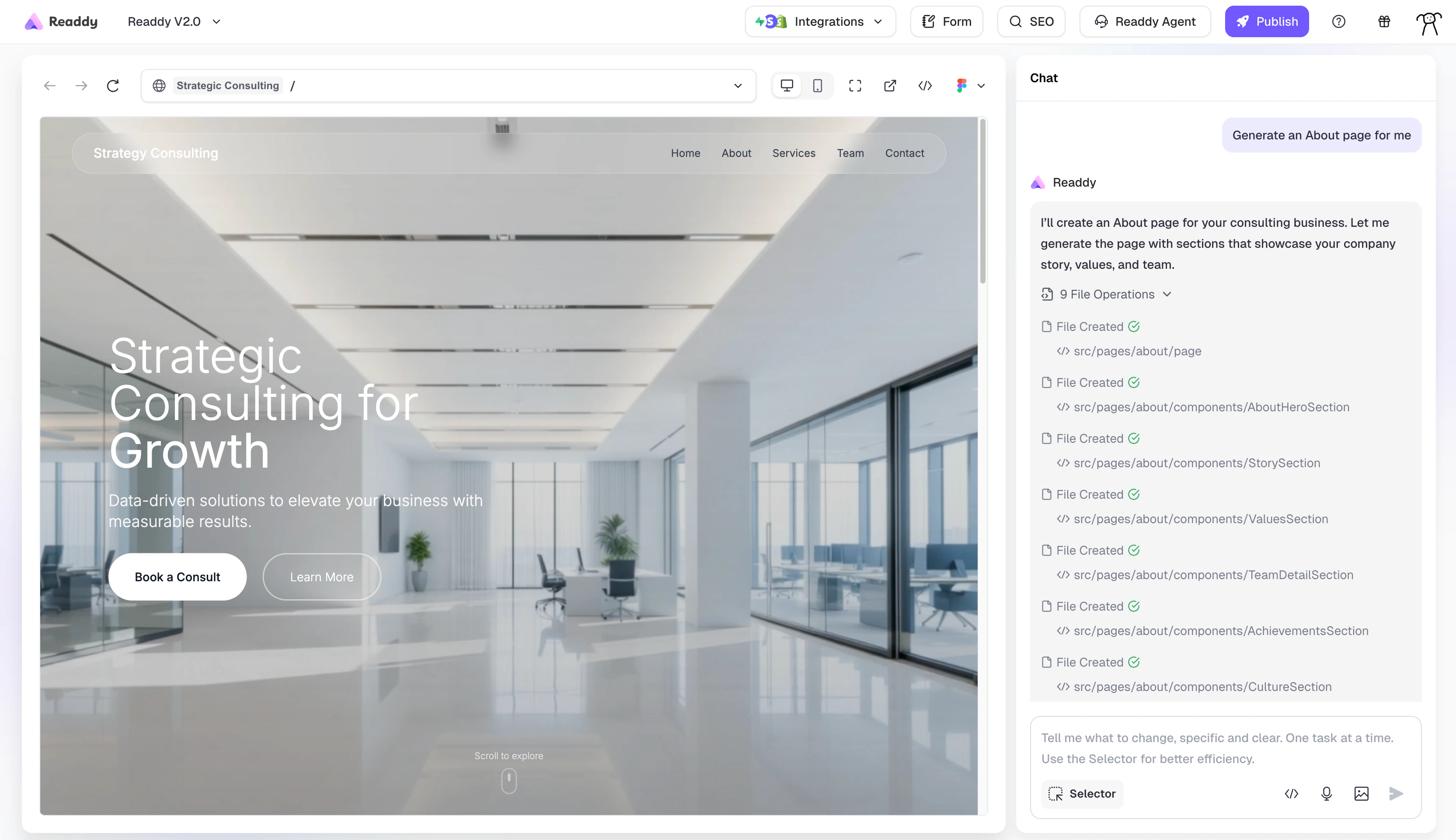 Readdy 2.0 Project Dashboard