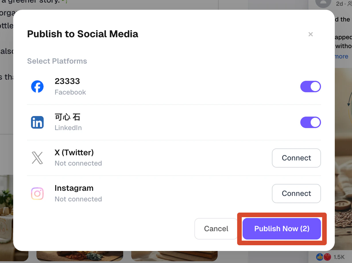 Select platforms to publish to