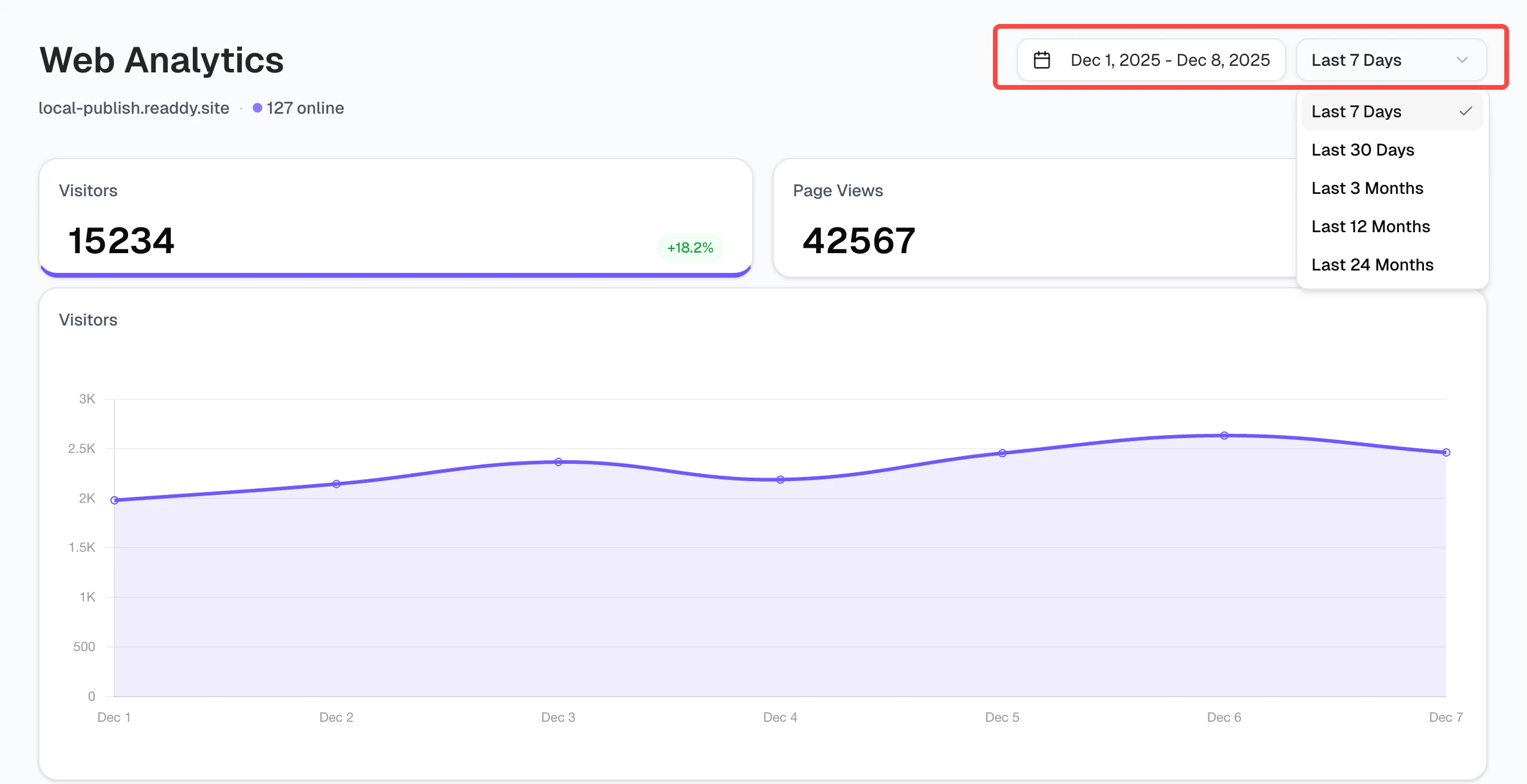 Time range selector dropdown