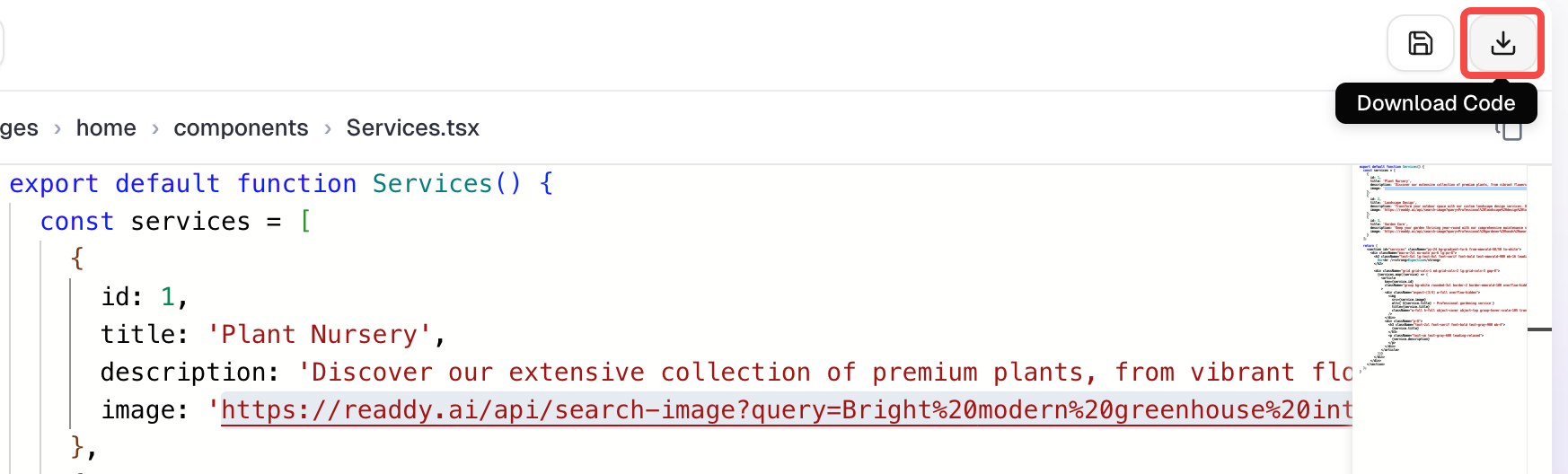 Code Editor - Readdy Docs
