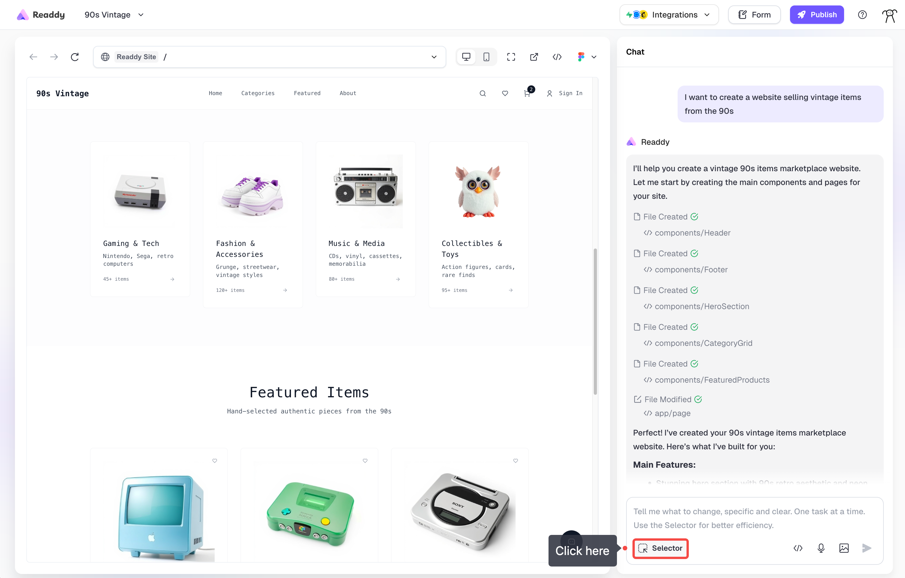 Selector Mode activation interface