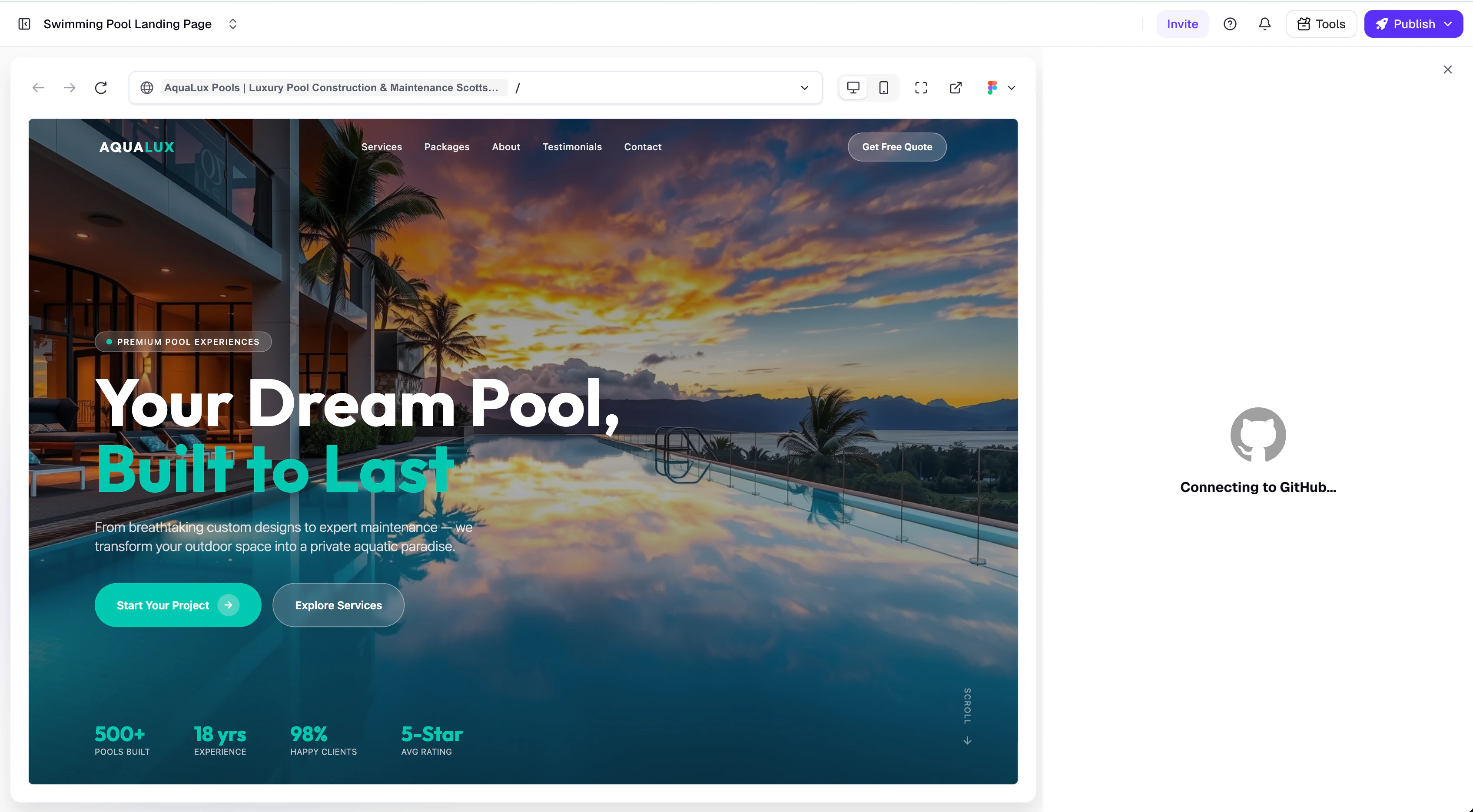 Connecting to GitHub… waiting screen